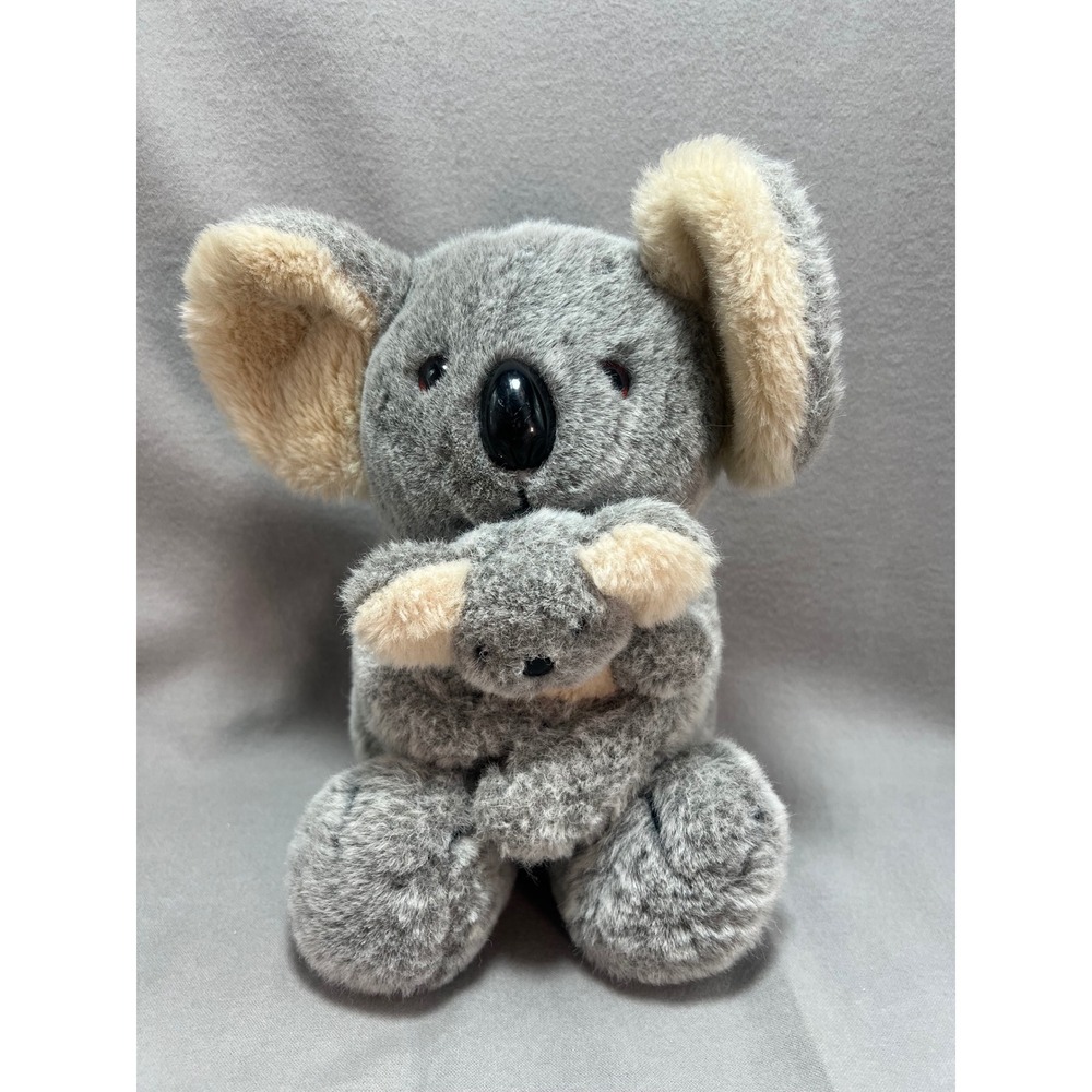 Vintage Dakin Koala Plush Grey Mother and Baby Joey 1986 14" Stuffed Animal‎ Toy